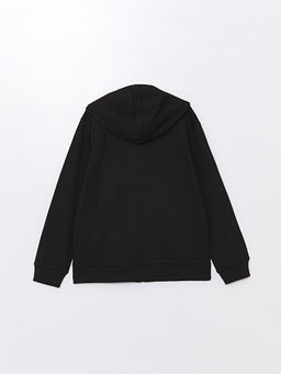 Kap??onlu Basic Uzun Kollu K?z ?ocuk Fermuarl? Sweatshirt
