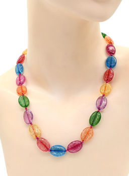 Бусы из хрусталя тонированного "снег" овал 13*28мм, цв.ассорти, 48см