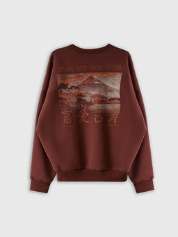 Теплый свитшот мужской коричневый с начесом и художественным принтом - Mark formelle фото 7