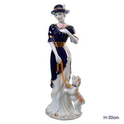 Статуэтка Дама с собачкой 30 см / XH-0838 /уп 24/