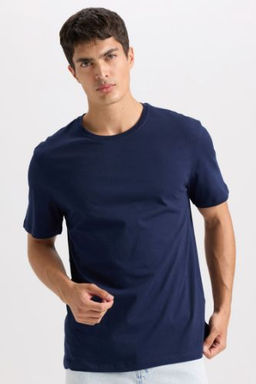 New Regular Fit Bisiklet Yaka Basic Duz K?sa Kollu Tisort