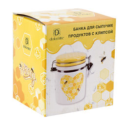 Банка для сыпучих продуктов (клипс) Honey 14*10*14,5см. v=630мл. (подарочная упаковка) - Dolomite фото 2