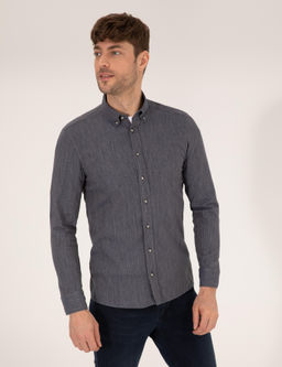 Рубашка Pierre Cardin Slim Fit длинный рукав синий