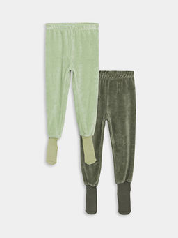 Beli Lastikli Kadife Erkek Bebek ?orapl? Pijama Alt 2li