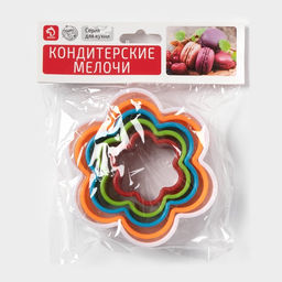Формы для печенья Доляна, набор 5 шт.: 9 см, 8 см, 6.7 см, 5.5 см, 4 см, пластик, МИКС  фото 12