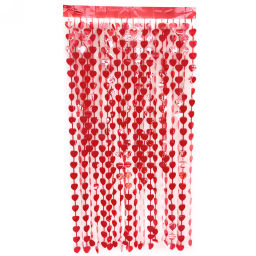 Цена за 2 шт. Занавес фольгированный "Сердце" ш1м, в2м (матовый), красный