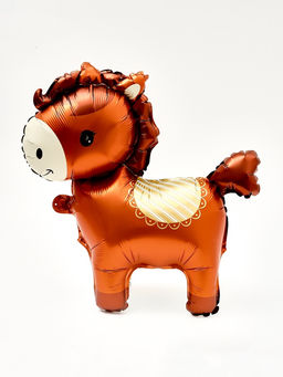 Цена за 2 шт. Воздушный шар фольгированный 3D 25" "Лошадка" цвет коричневый, под воздух