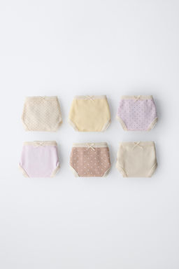 6-14 A?OS/ PACK SEIS BRAGUITAS TOPOS / Multicolor