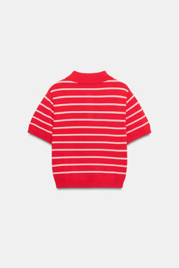 STRIPED SHORT SLEEVE KNIT POLO SHIRT - Zara фото 6