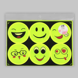 Цена за 5 шт. Светоотражающие наклейки «Смайлы», d=6.5 см, 6 шт. на листе, салатовые