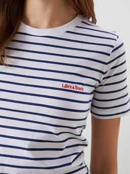 Bisiklet Yaka ?izgili Kad?n Ti??rt