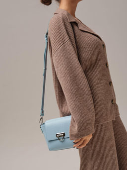 Сумка кожаная Azaro 3520 светло-голубой/соло