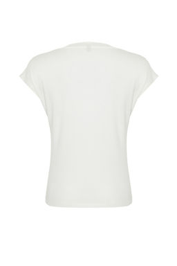 Ekru Viskoz/Yumusak Kumas Fitted/Vucuda Oturan Ay Kol V Yaka Esnek Orme Bluz TWOSS24BZ00433