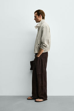 CAZADORA CROPPED FIT CUADROS TEXTURA / Crudo / Negro - Zara фото 4