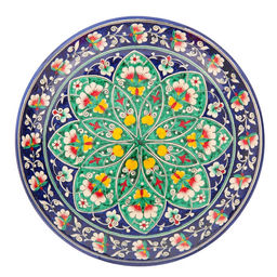 Ляган узбекский Риштанская Керамика «Цветы», d=31 см, синий