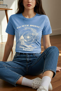 Indigo %100 Kal?n Pamuklu Regular/Normal Kal?p Bask?l? Orme T-Shirt TWOSS25TS00076