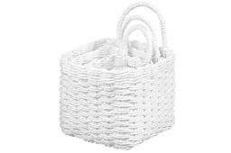 Набор 3 плетеных корзин, 1 корзинка 13*13*20см, 1 корзинка 16*16*23см, 1 корзинка 19*19*26см, белый