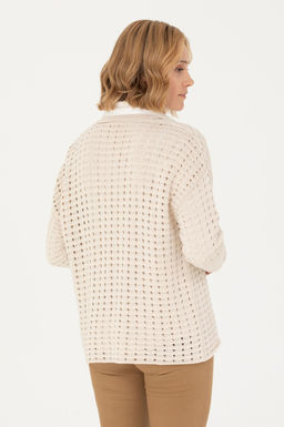 Женский кремовый свитер с v-образным вырезом Неожиданная скидка в корзине - U.s. polo assn фото 5