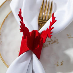 Набор декоративных колец для салфеток Новогодний олень 4 шт, d=5 см, 100% п/э, фетр - Доляна фото 4