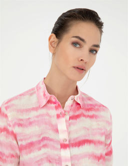 Pembe Crop Top Uzun Kollu Keten G_mlek - Pierre cardin фото 2