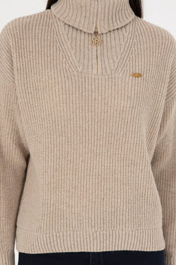 Женский кремовый меланжевый свитер Неожиданная скидка в корзине - U.s. polo assn фото 7