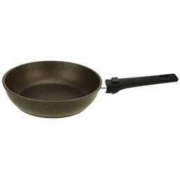 Сковорода с тефлоновым покрытием д24см Granit Ultra, h6см, съемная ручка из термостойкого пластика, гранитный (Россия) - можно использовать металлические кухонные принадлежности