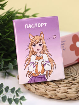 ОБЛОЖКА ДЛЯ ПАСПОРТА АНИМЕ Love corgi girl, плотность 600 мкм