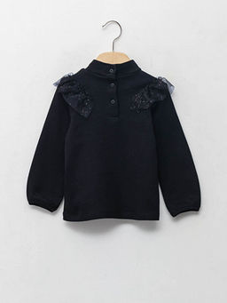 Yar?m Bal?k?? Yaka Uzun Kollu T?l Detayl? K?z Bebek Ti??rt - Waikiki фото 2