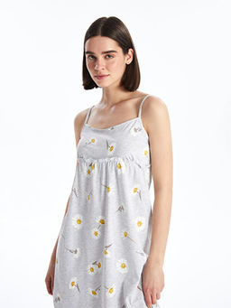 Bisiklet Yaka ?i?ekli Ask?l? Kad?n Gecelik