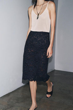 ZW COLLECTION LACE MIDI SKIRT - Zara фото 4