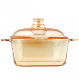 Салатник стеклянный Мимоза 0,92л, 14,8х19,7х6,8см, основание 13х13см, общая h12,3см, стеклянная крышка, 2 ручки, янтарный перламутровый, в коробке (Китай) - Домашняя мода фото 2