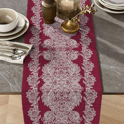 Дорожка столовая, сервировочная 50х180см Кружева бордо, хлопок Премиум 236г/м2, упаковка классическая 28х41см, Домашняя мода (Россия)  фото 2