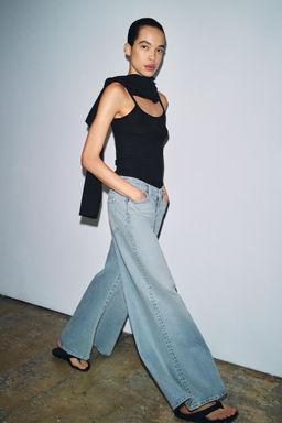 JEANS ZW COLLECTION MAXI WIDEL LEG TIRO BAJO / Azul