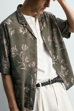 CAMISA RELAXED FIT ESTAMPADO FLORAL / Gris - Zara фото 5