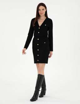 Siyah Slim Fit Triko Elbise - Pierre cardin фото 3