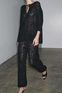 FLORAL STRUCTURE KNIT TROUSERS - Zara фото 2