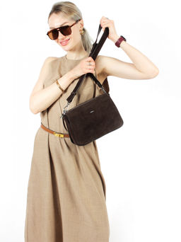 LACCOMA сумка АС2061Ф-коричневый натуральная замша хлопок