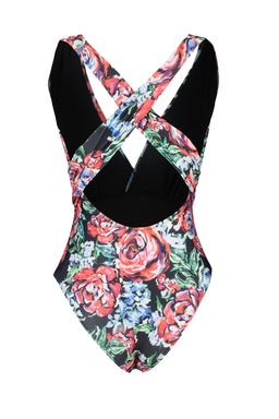 Cicek Desenli Derin Dekolteli S?rt Dekolteli High Leg Mayo TBESS23MA00316