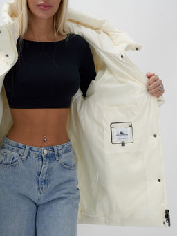 Куртка летучая мышь женская с капюшоном зимняя бежевого цвета 9617B - Mtforce фото 13