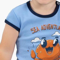 Костюм детский голубой/темно-синий с принтом краб 7059п (92, 56)