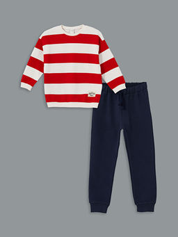 Bisiklet Yaka Uzun Kollu Erkek ?ocuk Sweatshirt ve E?ofman Alt 2li Tak?m