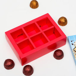 Цена за 5 шт. Коробка для конфет 6 шт, алый, 13,7 х 9,85 х 3,86 см - UPAK LAND фото 3