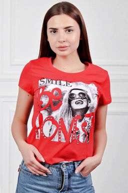 Арт. 879 Футболка женская 42-52 (6 шт) Цвет:красный