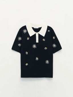 Джемпер поло из вискозы с вышивкой / Zarina