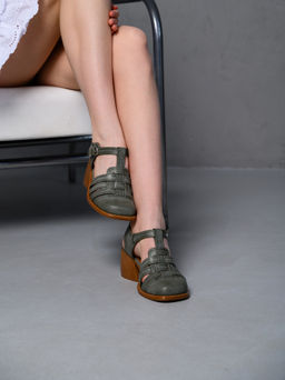 Босоножки 5035.23663bе.Вакса хаки+коричневый