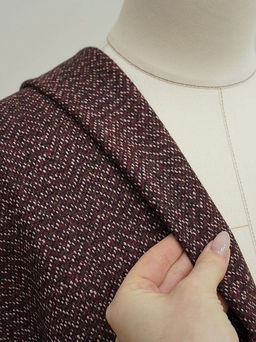 Шерсть пальтово-костюмная Твид Зигзаг цв.темно-вишневый меланж, ш.1.5м, шерсть-30%, п/э-70% - Купава фото 3