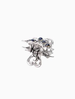 Цена за 6 шт. Крабик для волос «Синий туман», крыло бабочки, 2.5 см, серебро