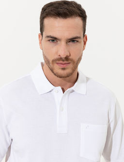 Beyaz Regular Fit Polo Yaka Basic Ti__rt
