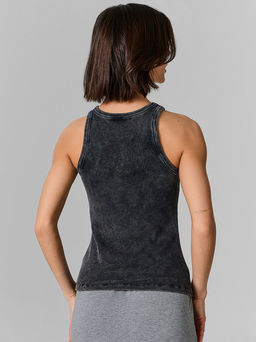 Топ женский черный с обработкой эйсид в рубчик - Mark formelle фото 4