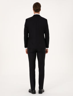 Siyah Slim Fit %100 Y_n _izgili Tak_m Elbise